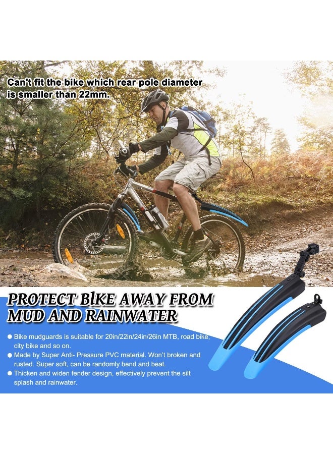 TAGVO TAGVO Bike Fender Set, 2 Parts-Universal Full Cover Thicken Widen Bicycle Mudguard Set Mountain Bike Front and Rear Mud Guard Portable Adjustable Bike Fender Mudflap for MTB Mountain Road Bike  - Image 3