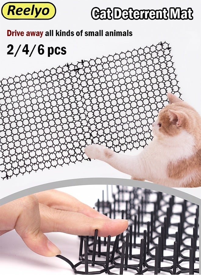 Reelyo Cat Deterrent Mat with Spikes 2/4/6pcs Plastic Prickle Strips Pet Scat Mat Safe Animal Barrier for Cats Dogs Birds Squirrels Indoor Furniture Protector Outdoor Garden Digging Stopper | For Home, Sofa, Garden, Fence, Balcony, Yard, Window 34×42cm/pc - Image 1