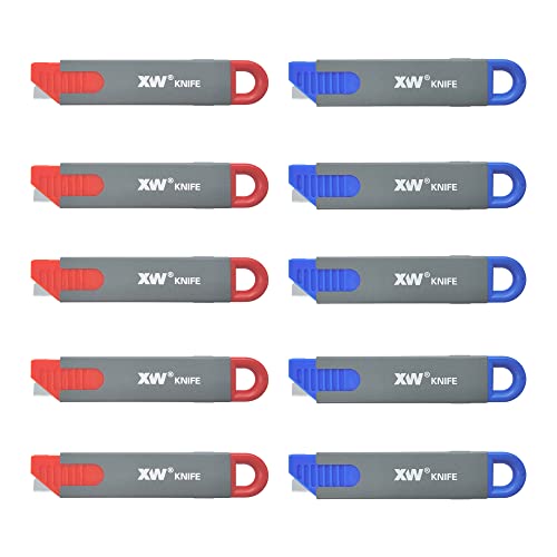 XW Handy Safety Box Cutters, Auto-retractable Razor Blade Carton Cutter for Opening Packages, 10-Pack - Image 1