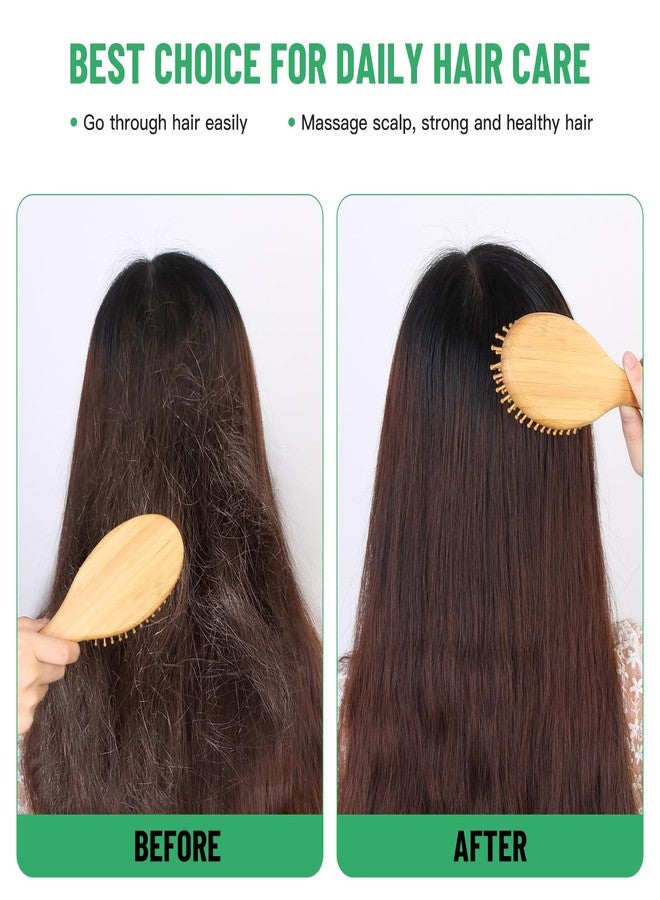 NEVERLAND Bamboo Brush for Hair Growth - Natural Bamboo Bristles Detangling Wooden Paddle Hairbrush for Massaging Scalp for Women Men and Kids Improve Hair Growth with Ergonomic Handle - Image 5