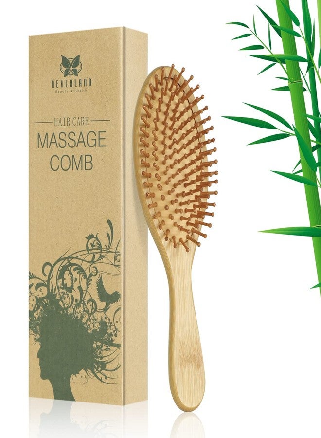 NEVERLAND Bamboo Brush for Hair Growth - Natural Bamboo Bristles Detangling Wooden Paddle Hairbrush for Massaging Scalp for Women Men and Kids Improve Hair Growth with Ergonomic Handle - Image 1