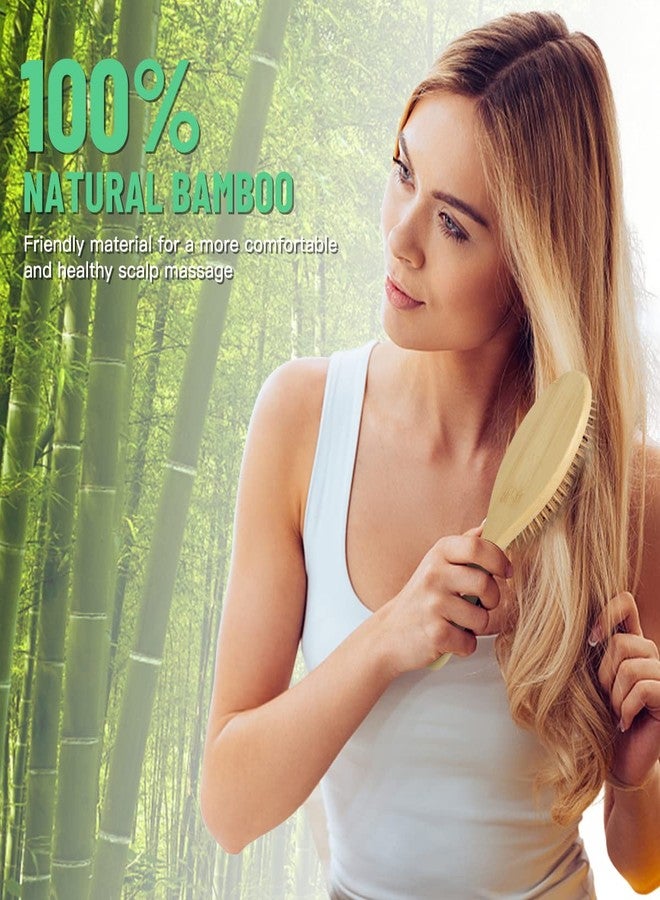 NEVERLAND Bamboo Brush for Hair Growth - Natural Bamboo Bristles Detangling Wooden Paddle Hairbrush for Massaging Scalp for Women Men and Kids Improve Hair Growth with Ergonomic Handle - Image 2