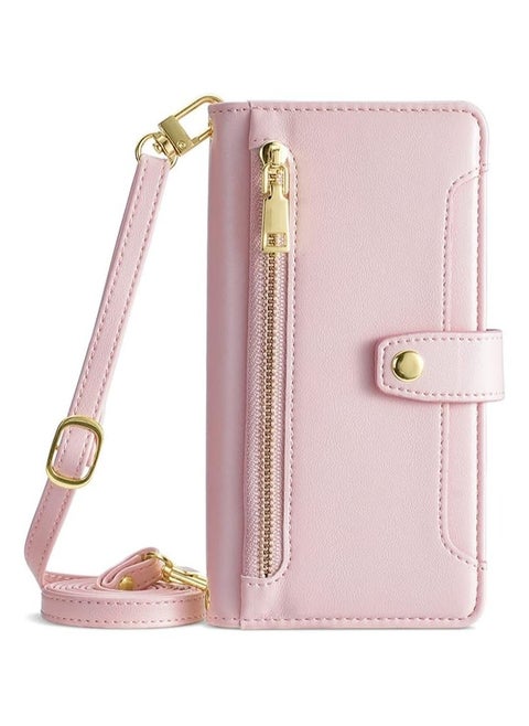 Leather case compatible with Honor X9c (5G), frosted drop case with card slot and stand function & shoulder and wrist strap, shock-proof case