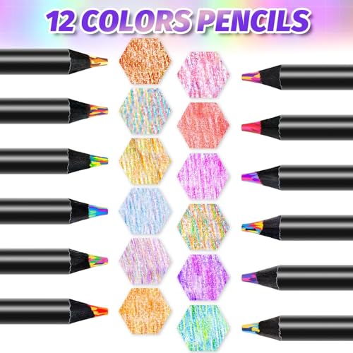Corslet 12 Rainbow Colored Pencils for Kids & Adults – Pre-Sharpened Multi Color Pencils for Drawing, Sketching & Coloring – Black Wood Rainbow Pencils Art Supplies for Girls, Boys, Students & Artists - Image 2