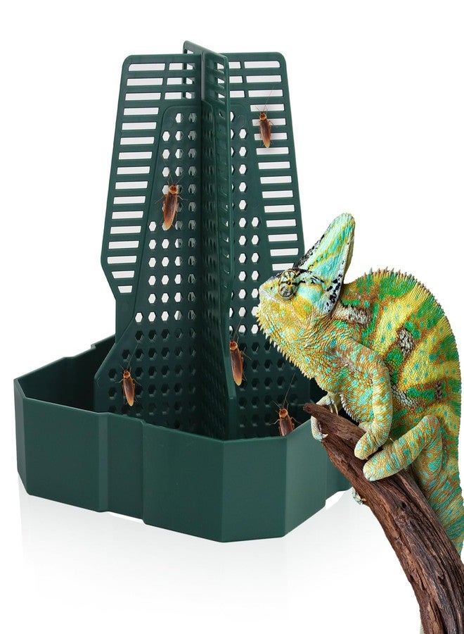 APlayfulBee Chameleon Feeding Bearded Dragon Bug Bowl Reptile Feeder Box with Column for Insects to Climb for Feeding Chameleon Gecko Lizard Frog (M) - Image 1