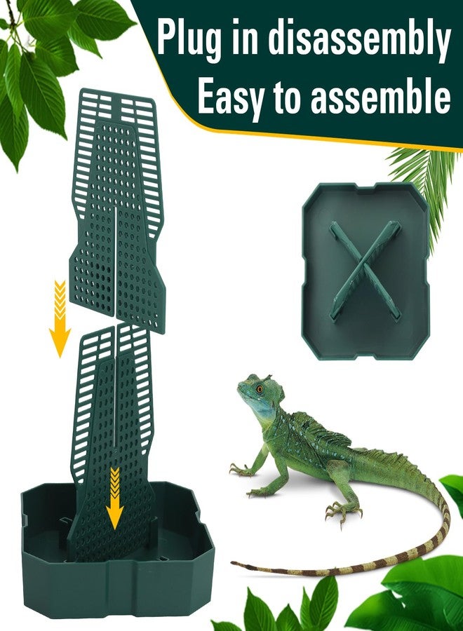 APlayfulBee Chameleon Feeding Bearded Dragon Bug Bowl Reptile Feeder Box with Column for Insects to Climb for Feeding Chameleon Gecko Lizard Frog (M) - Image 3