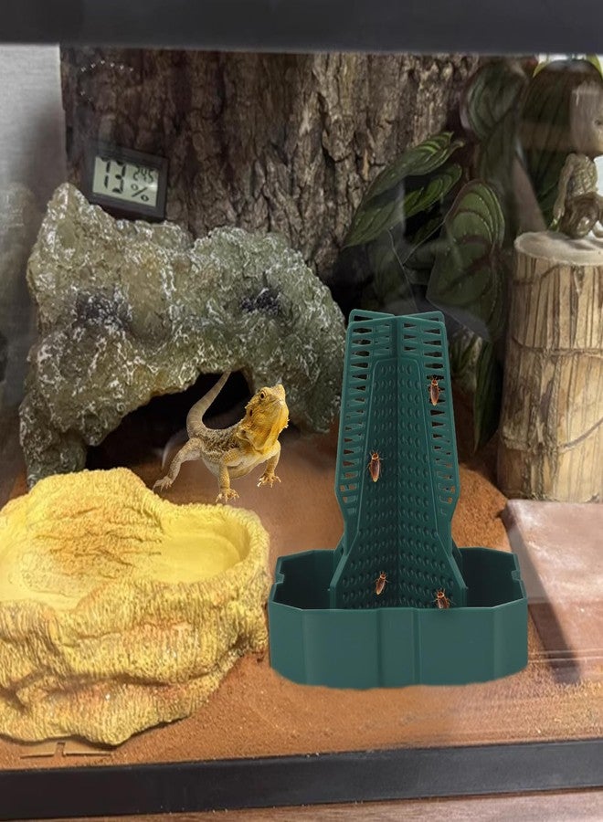 APlayfulBee Chameleon Feeding Bearded Dragon Bug Bowl Reptile Feeder Box with Column for Insects to Climb for Feeding Chameleon Gecko Lizard Frog (M) - Image 5