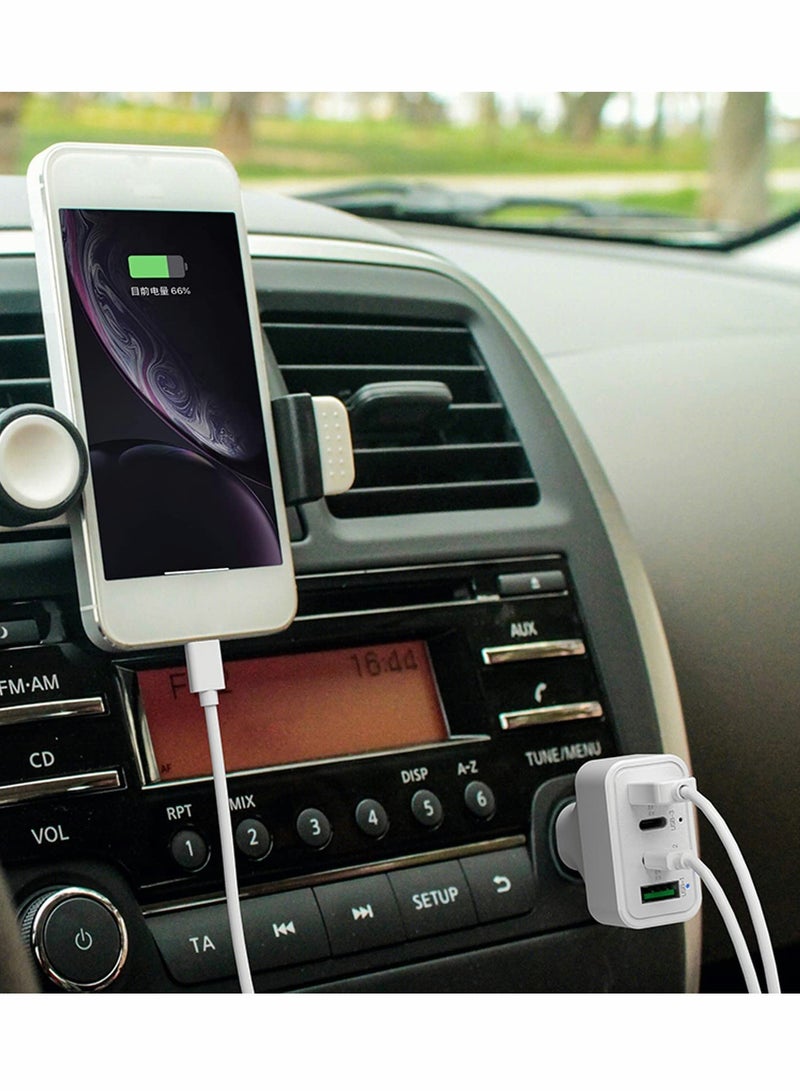 Excefore USB C Car Charger 40W 4 Ports USB Lighter Charger Adapter Socket with PD Fast Charger - Image 2