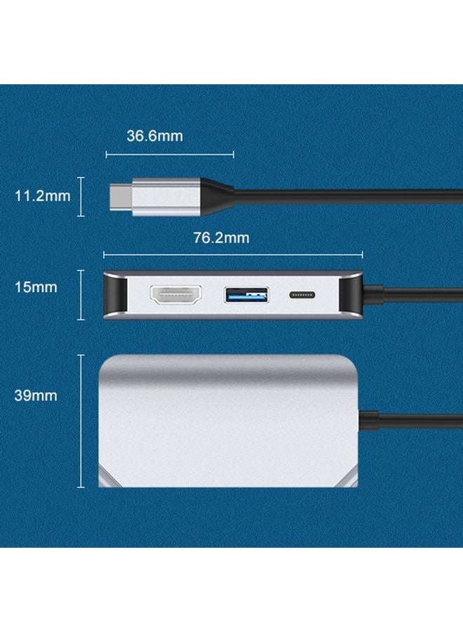 HW-6004 4 In 1 Type-C / USB-C to HDMI + PD + USB 3.0 + VGA Docking Station Adapter Converter(Grey) - Image 2
