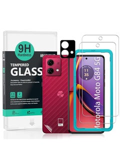 Ibywind 2 Pack Screen Protector For Motorola Moto G84 5G 6.5 Inch Not For Motorola Moto G82 5G G72 5G G73 5G G62 5G 9H Hardness Tempered Glass With 1Pc Camera Lens Protector 1Pc Back Carbon Fiber Film  - Image 1