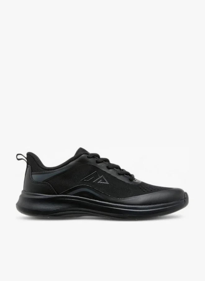 Textured Sports Shoes with Lace-Up Closure and Pull-Tab