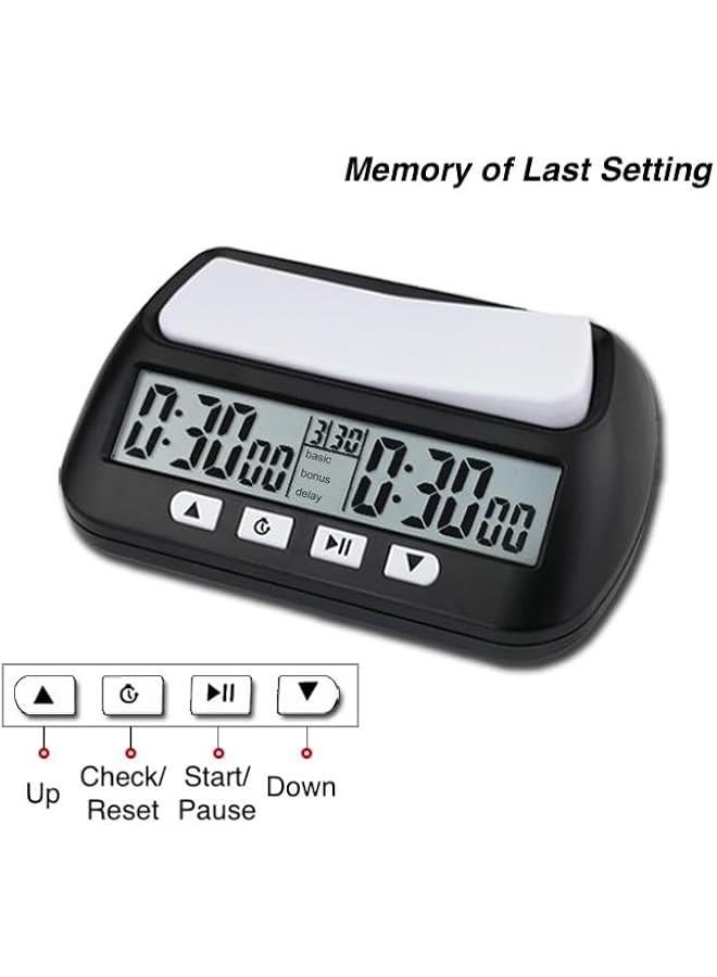 Multifunctional Chess Clock, Professional Electronic Chess Timer, Portable Digital Chess Clock for Chinese Chess International Chess Board Go Game Gobang (Black) - Image 3