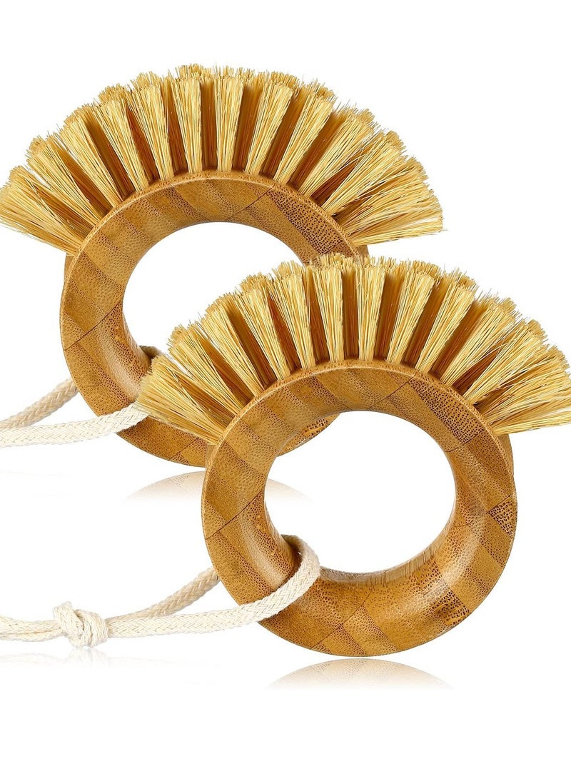Excefore 2 Pcs Vegetable Cleaning Brushes, Bamboo Potato and Fruit Scrubber Brushes, Eco-Friendly Kitchen Scrubbers for Cleaning Food, Fruits, and Vegetables, Brown - Image 1