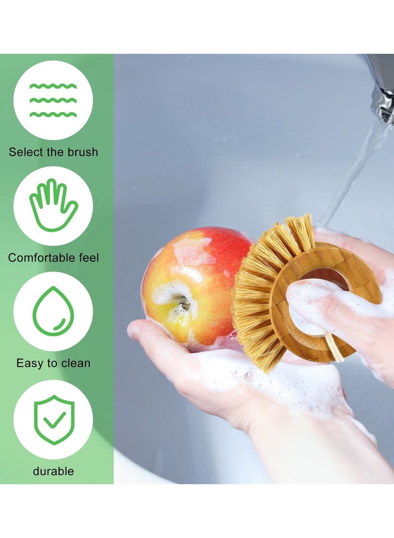 Excefore 2 Pcs Vegetable Cleaning Brushes, Bamboo Potato and Fruit Scrubber Brushes, Eco-Friendly Kitchen Scrubbers for Cleaning Food, Fruits, and Vegetables, Brown - Image 3