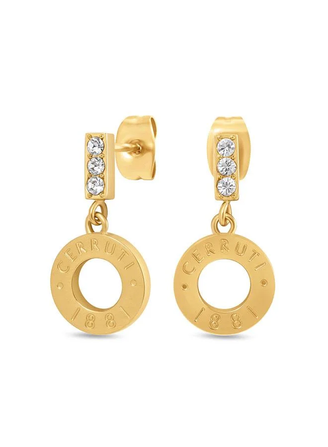 CERRUTI 1881 Erika Gold Plated Stainless Steel Drop Earrings for Women 10mm