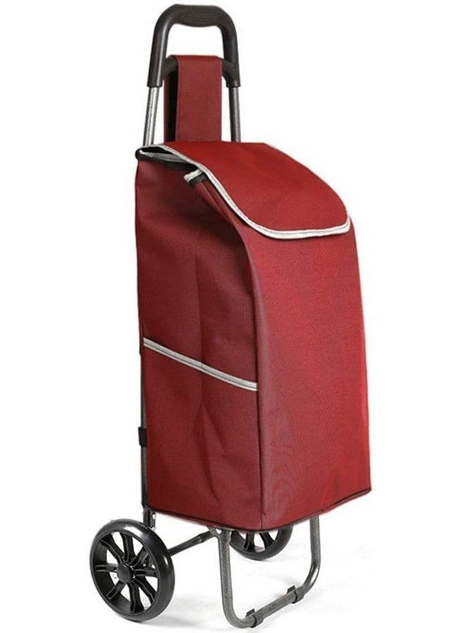 BucketList Shopping Cart Shopping Carry Shopping Trolley, Removable Bag, Folding Shopping Cart with Wheels Large and Lightweight Shopping Trolley (Wine Red) - Image 1
