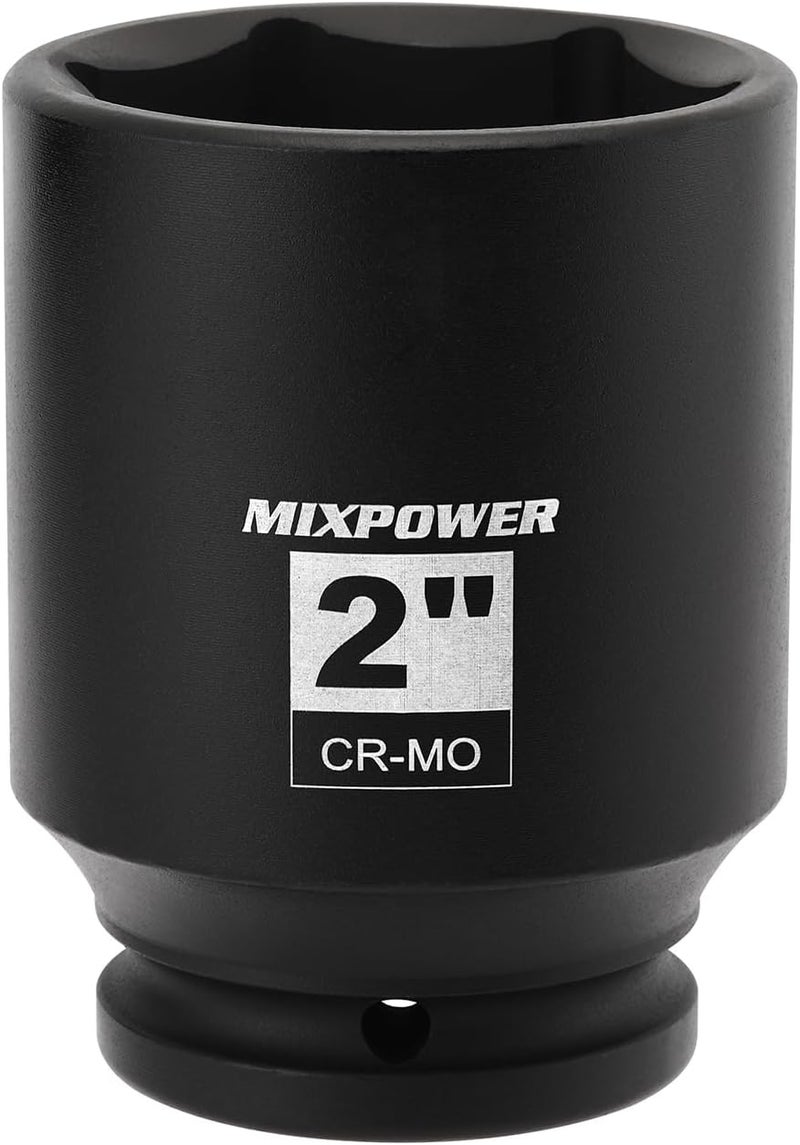 MIXPOWER 3/4" Drive Deep Impact Socket, CR-MO, 2", SAE, 6 Point, Axle Nut Impact Grade Socket for Easy Removal - Image 1