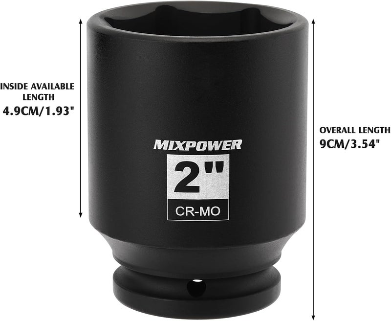 MIXPOWER 3/4" Drive Deep Impact Socket, CR-MO, 2", SAE, 6 Point, Axle Nut Impact Grade Socket for Easy Removal - Image 5