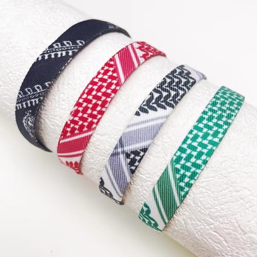 EXPHAIN 4 Pieces Palestinian Keffiyeh Bracelet for Women Men Handmade Adjustable Woven Fabric Braceletss Jewelry - Image 2