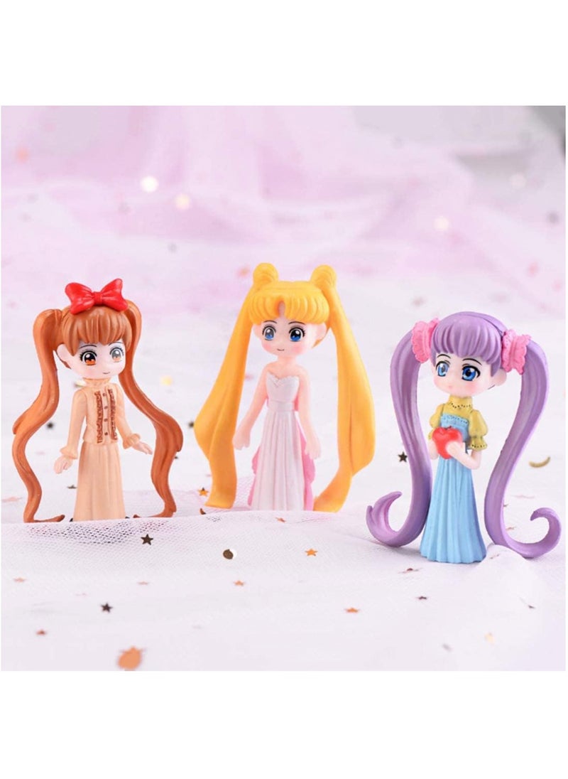 MileMelo 6Pcs Sailor Moon Anime Figure Wopin Sailor Moon Ornaments Party Supplies,Cake Decoration Cupcake Topper Decor Ornaments Party Supplies for Kids and Girls Birthday Party Supplies  - Image 3