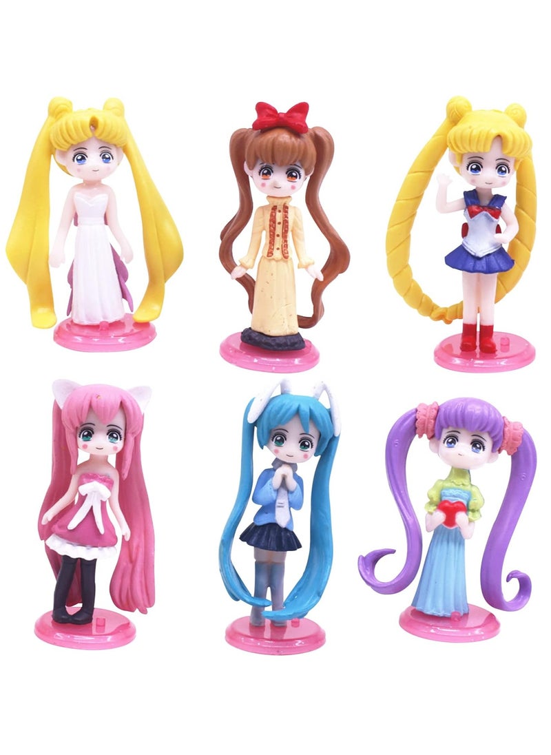 MileMelo 6Pcs Sailor Moon Anime Figure Wopin Sailor Moon Ornaments Party Supplies,Cake Decoration Cupcake Topper Decor Ornaments Party Supplies for Kids and Girls Birthday Party Supplies  - Image 1