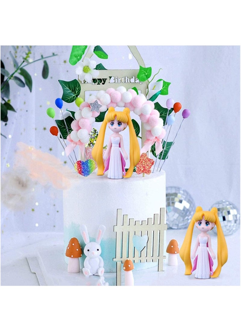 MileMelo 6Pcs Sailor Moon Anime Figure Wopin Sailor Moon Ornaments Party Supplies,Cake Decoration Cupcake Topper Decor Ornaments Party Supplies for Kids and Girls Birthday Party Supplies  - Image 5