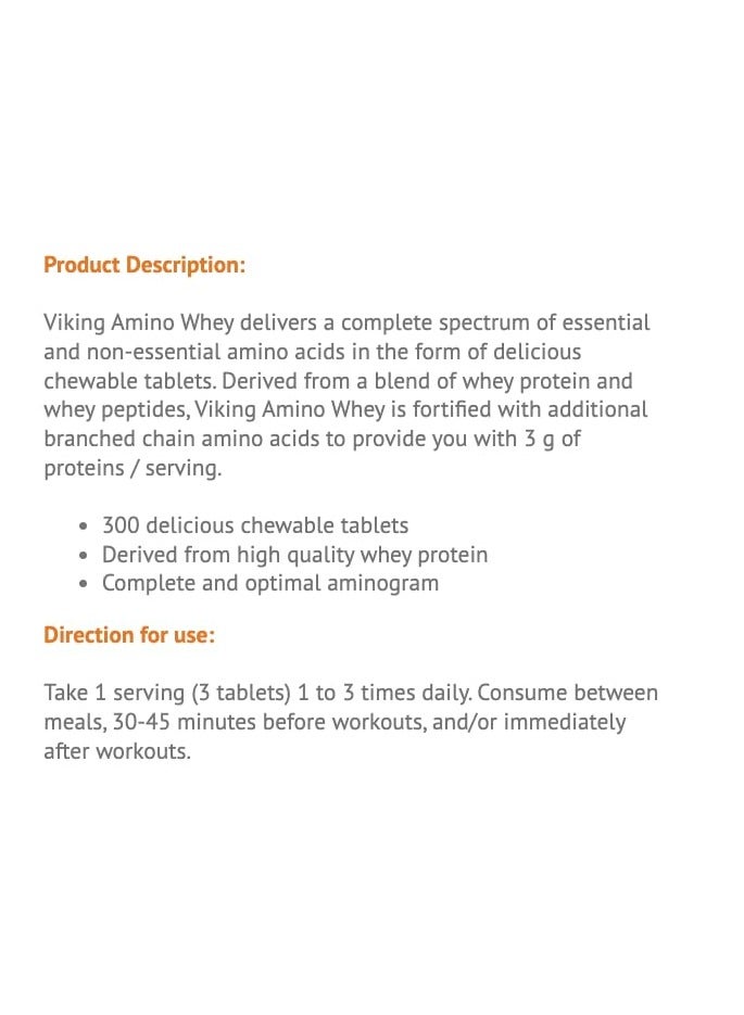 VIKING FORCE LABORATORIES Gold Amino Whey - 300 Tablets, Chocolate Flavor, 450g, Amino Acid, High-quality Whey Protein - Image 4