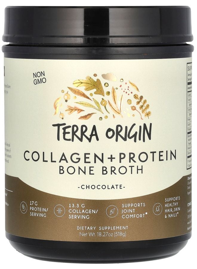 Terra Origin Collagen + Protein Bone Broth Chocolate 18.27 oz (518 g) - Image 1