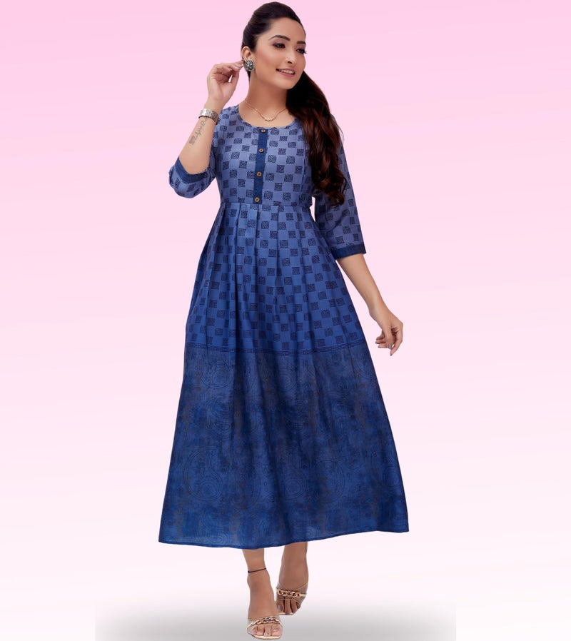 RITIJYA Feeding Kurtis for Women with Zip | Maternity Gown Pregnancy Dress for Nursing Mothers | Viscose Rayon | Maternity Wear Feeding Dress Tops (M,Blue, 9018_38) - Image 5