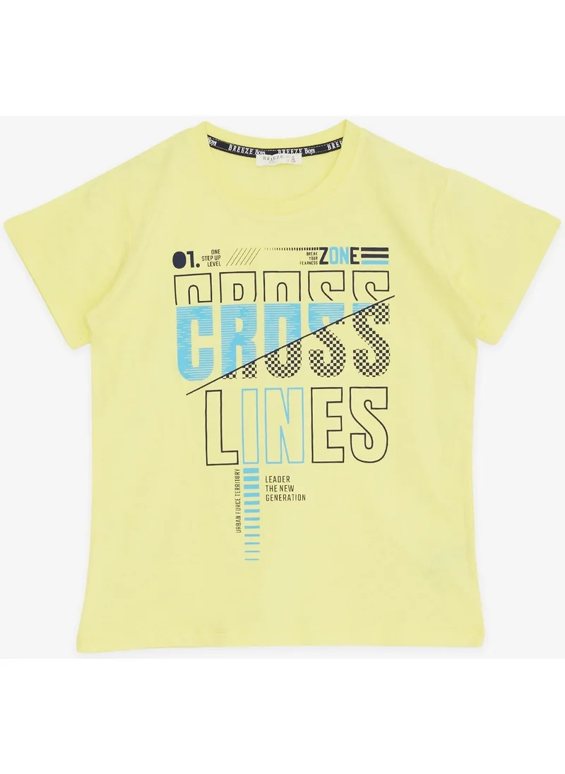 Breeze Girls & Boys Boy's T-Shirt with Text Printed, Ages 8-14, Neon Yellow