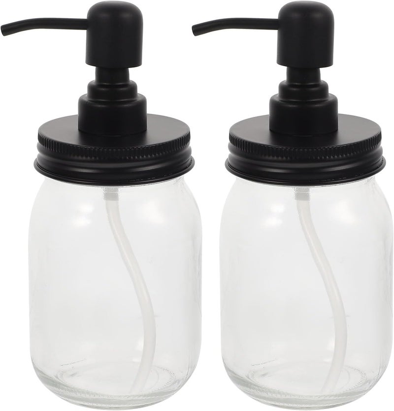 IMIKEYA 2pcs 500ml Mason Jar Jam Dispenser Bottles with Lid, Press-style Honey Syrup Container, Portable Food Storage Canisters for Kitchen and Home Use - Image 1