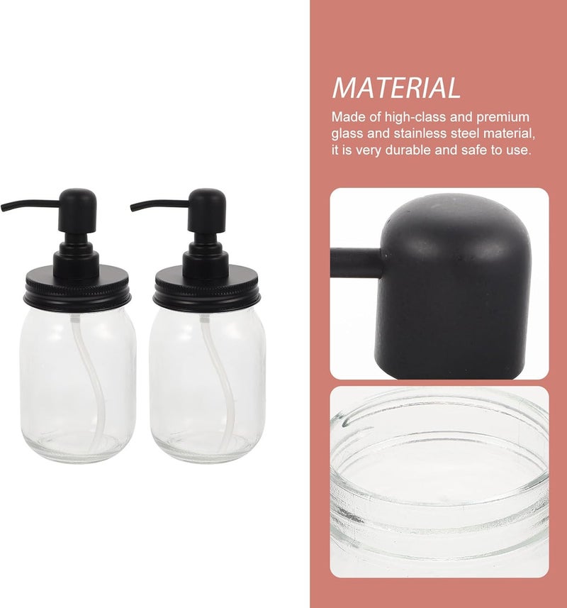 IMIKEYA 2pcs 500ml Mason Jar Jam Dispenser Bottles with Lid, Press-style Honey Syrup Container, Portable Food Storage Canisters for Kitchen and Home Use - Image 3