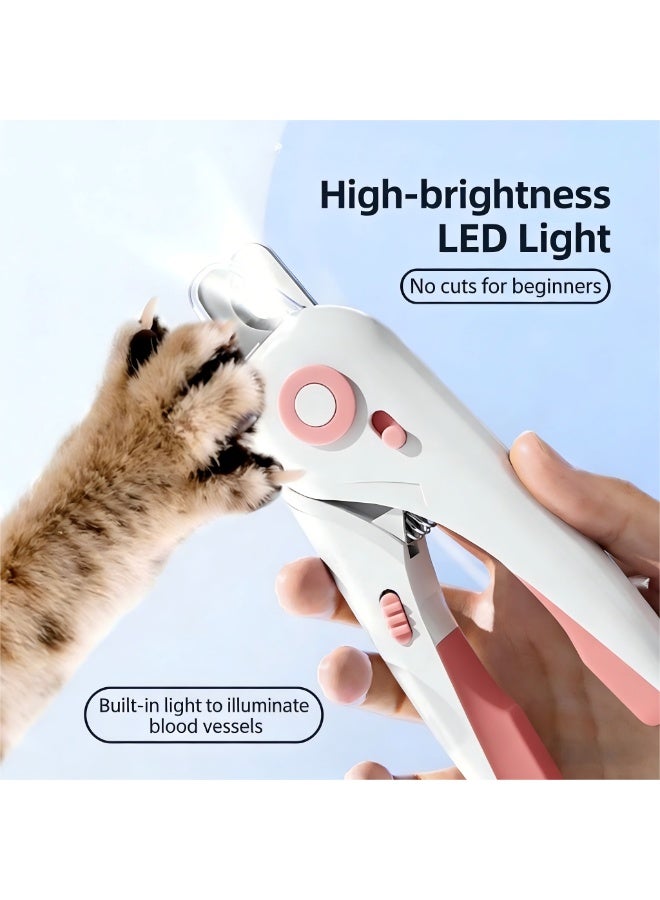 EPET LED Pet Nail Clippers with Quick Sensor Light, Professional Safe Cat Dog Nail Trimmer for Beginners, Prevents Over-Cutting (Pink) - Image 2