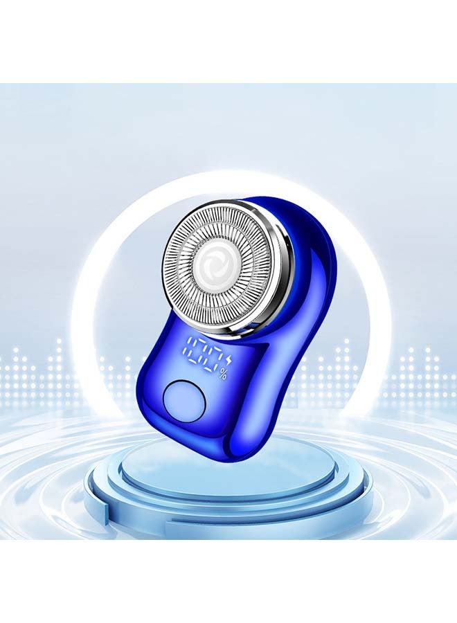 ماكينة حلاقة كهربائية صغيرة قابلة لإعادة الشحن للرجال، كبسولة كهربائية فعالة، نوع الجيب، محمولة للاستخدام الخارجي، شفرة مزدوجة الحلقة، شبكة ذكية، شاشة رقمية، رأس شفرة قابل للفصل، تنظيف سهل، شحن عالي السرعة من النوع C، ركوب خالٍ من القلق FH060-3 (أزرق) - Image 2