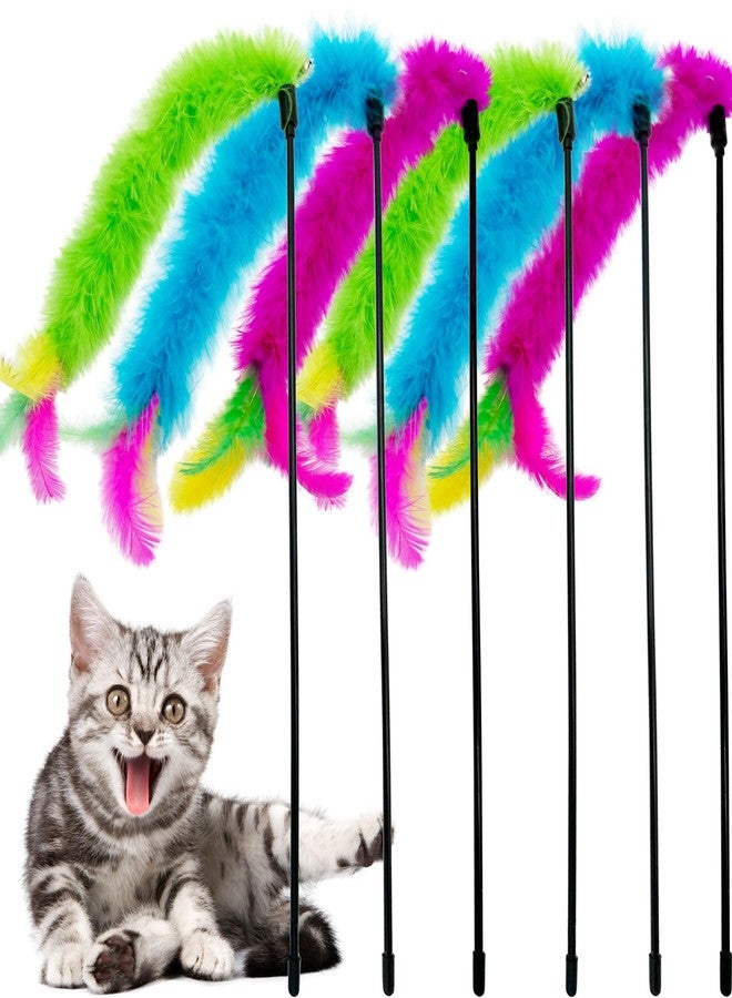 CATENEED Cat Wand Feather Toys, 6 Pieces Interactive Cat Feathers Teaser Toy for Indoor Cats Play - Image 1