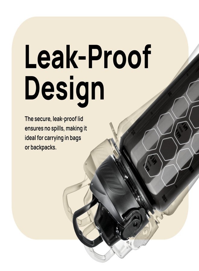 INEVIFIT 3-in-1 Sports Water Bottle 34oz 1L Hydration Tracking Water Bottles with Daily Time Marker BPA Free Tritan Leak Proof with Fruit Infuser Filter, Mixer Ball, Insulating Sleeve & Carrying Strap - Image 5