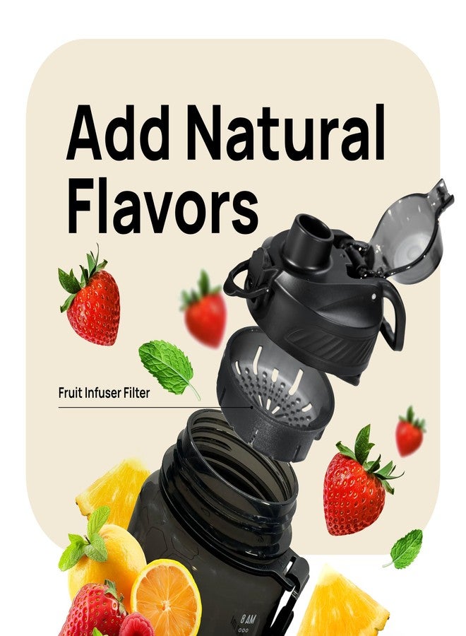 INEVIFIT 3-in-1 Sports Water Bottle 34oz 1L Hydration Tracking Water Bottles with Daily Time Marker BPA Free Tritan Leak Proof with Fruit Infuser Filter, Mixer Ball, Insulating Sleeve & Carrying Strap - Image 4
