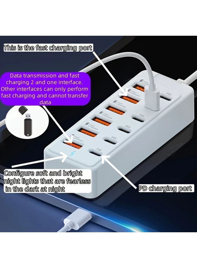 66W Fast Charging Station 12 Port USB Power Adapter 6 USB A and 6 PD Ports Smart Charging Dock Multi Device Charger for Home Office Smartphones Tablets Laptops Smart Devices - Image 5