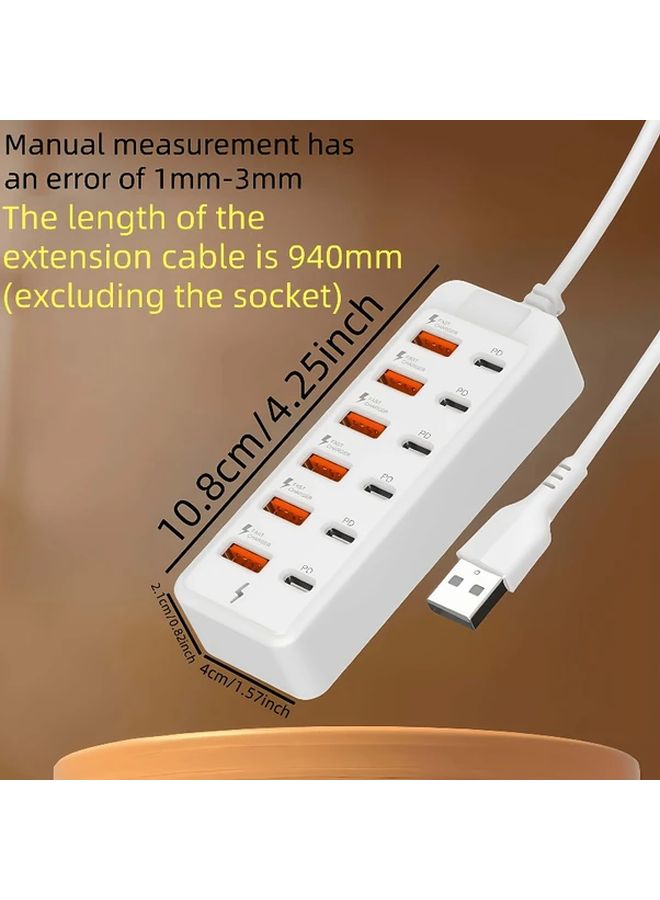 66W Fast Charging Station 12 Port USB Power Adapter 6 USB A and 6 PD Ports Smart Charging Dock Multi Device Charger for Home Office Smartphones Tablets Laptops Smart Devices - Image 2