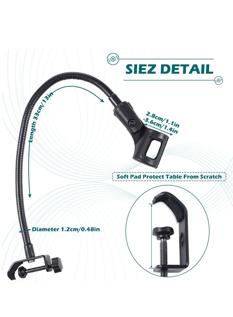 Microphone Arm, Flexible Desk Mic Stand, 360° Adjustable Stand W/ 3/8 to 5/8 Adapter, Clip Holder, Upgraded Table Clamp 2 Pcs - Image 3