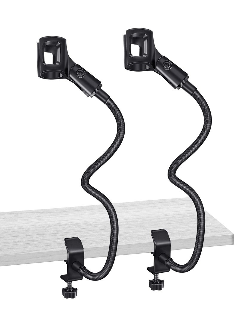 Microphone Arm, Flexible Desk Mic Stand, 360° Adjustable Stand W/ 3/8 to 5/8 Adapter, Clip Holder, Upgraded Table Clamp 2 Pcs - Image 1