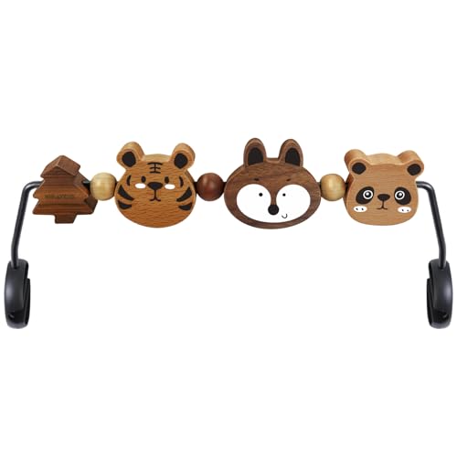 iGRATENS Baby Bjorn Bouncer Toy Bar Toy Bar for Baby Bouncer Soft Bliss Easy to Attach and Remove 360Rotating Natural Wooden Toys Exciting Design for Curious Babies Safari Animals - Image 1