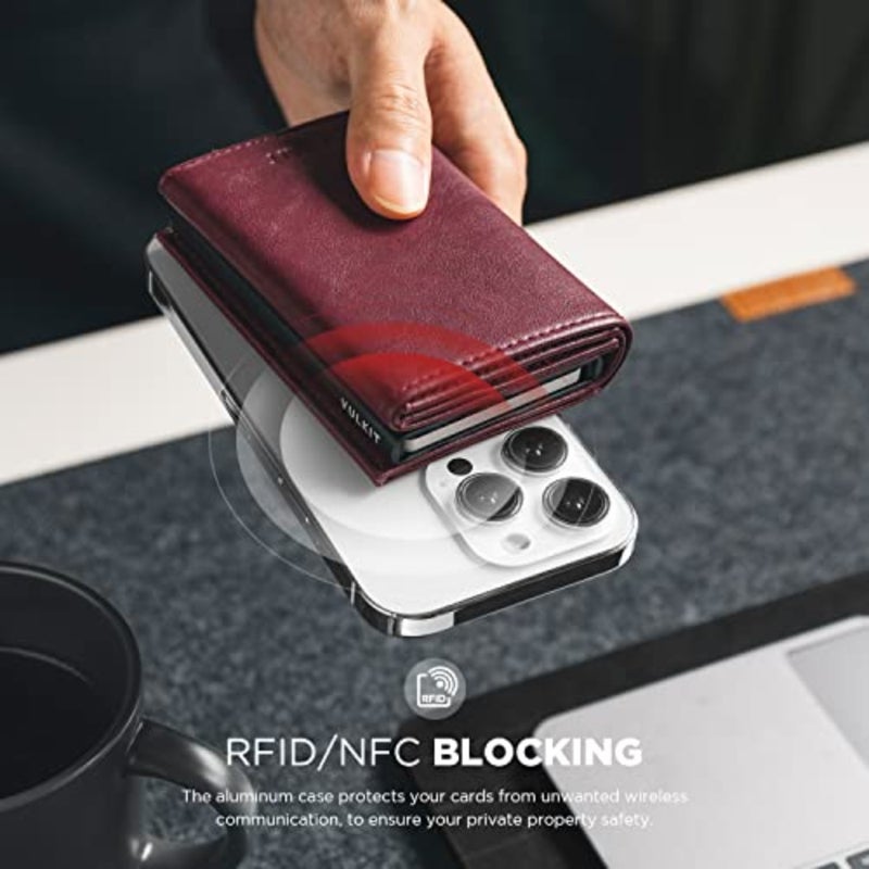 حامل بطاقة الائتمان مع حجرة الأوراق النقدية، حجب RFID، وظيفة منبثقة، جلد طبيعي، أسود، محفظة حمل يومية رفيعة وآمنة مع نافذة لبطاقة الهوية - Image 2