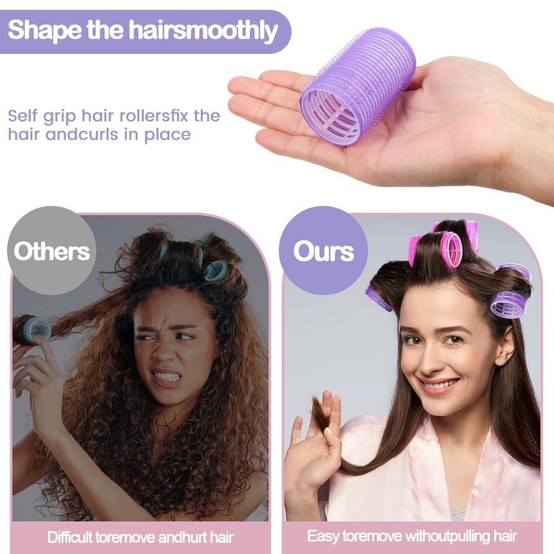 Wizme Hair Curler Rollers For Women 6PCS Heatless Hair Roller With 6PCS Clips, Self Grip Holding Hair Rollers For Long Medium Short Thick Fine Volume Women And Girls - Image 4