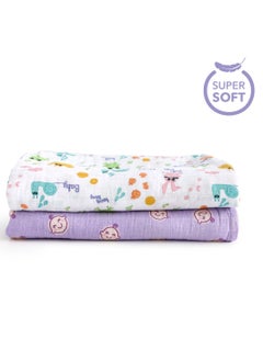 Milk&Moo Milk&Moo Friends Baby Swaddle Blanket, Oeko Tex Certified 100%Cotton, Muslin Swaddle Blankets, Ultra Soft, Breathable, Lightweight, Set of 2 Muslin Blanket for Boys and Girls  - Image 2