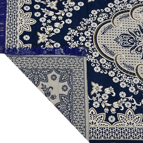 PEPONI Heavy Fabric Velvet Touch Bedroom, Hall, Living Room, Drowing Room, Yoga Hall Designer Velvet Rectangle Carpet |60" Inch X 84" Inch | 5 Feet X 7 Feet I 150 Cm X 210 Cm (Blue, 5/7 Ft) - Image 3