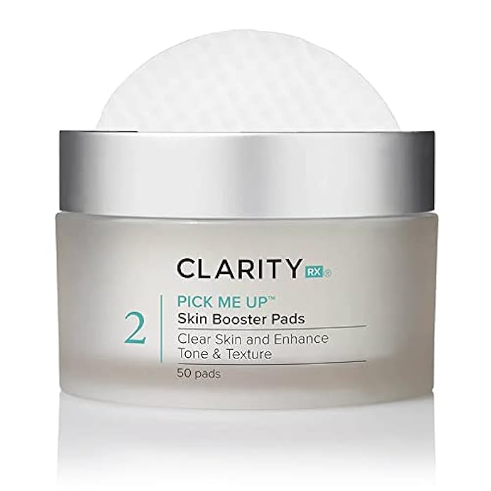 ClarityRx Pick Me Up Skin Booster Exfoliating Facial Pads, Natural Plant-Based Medicated Face Wipes for Acne-Prone & Aging Skin, Minimizes Pores, Fine Lines & Wrinkles (50 Count, 4 oz) - Image 1