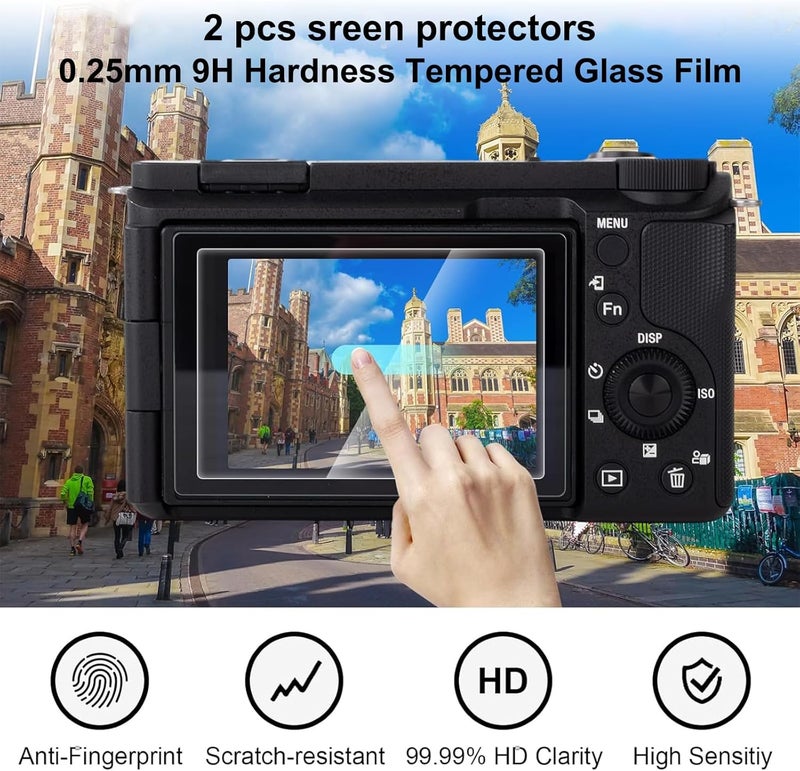 SJet Canon G7X Mark III Accessory Kit, Silicone Protective Case Cover, 2 Pack Tempered Glass Screen Protector, Detachable Lens Cover, Strap Wrist for Canon G7X3 G7XIII (Black) - Image 3