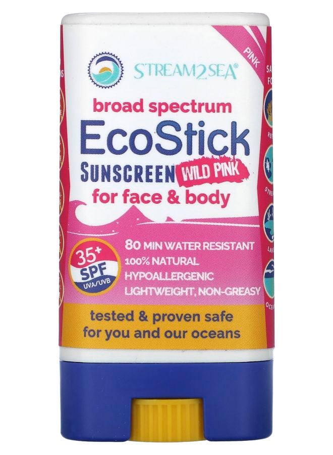 Stream2Sea EcoStick Sunscreen Wild Pink SPF 35+ 0.5 oz (14 g)
