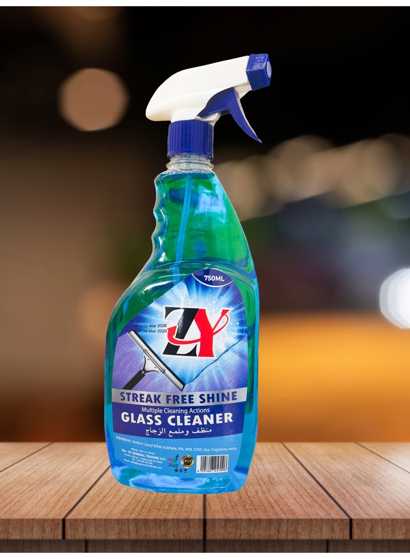 ZY Glass Cleaner Spray 750ml | Multi-Surface Window & Mirror Cleaner | Removes Dirt, Grease & Fingerprints - Image 1